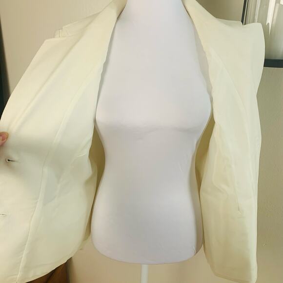 Chadwicks Petite Size 10P Wool Blazer Jacket Ivory Cream Career Minimalist - Picture 5 of 7
